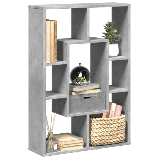 Bookcase Concrete Grey 63x20x90 cm Engineered Wood