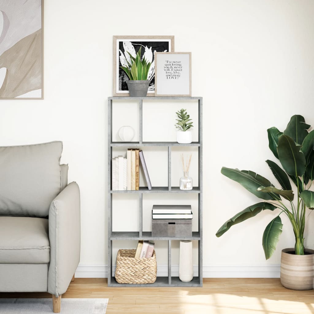 Bookcase Concrete Grey 60x20x120 cm Engineered Wood