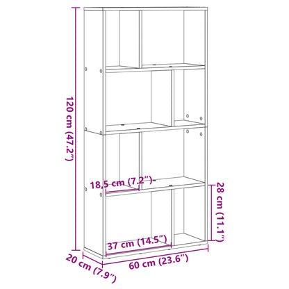 Bookcase Concrete Grey 60x20x120 cm Engineered Wood