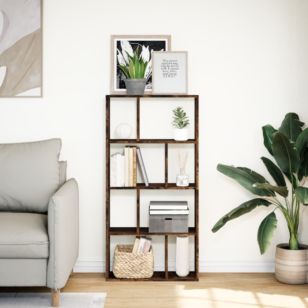 Bookcase Smoked Oak 60x20x120 cm Engineered Wood