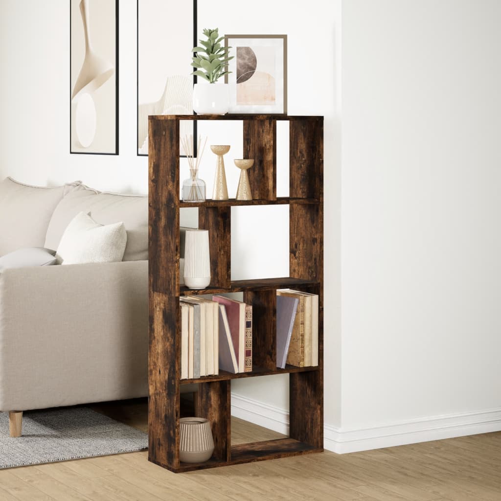 Bookcase Smoked Oak 60x20x120 cm Engineered Wood