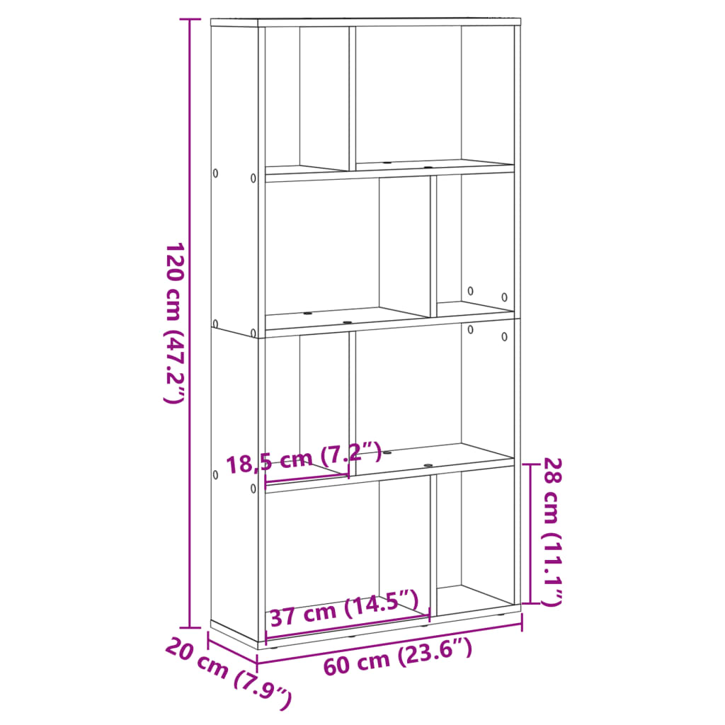 Bookcase Old Wood 60x20x120 cm Engineered Wood