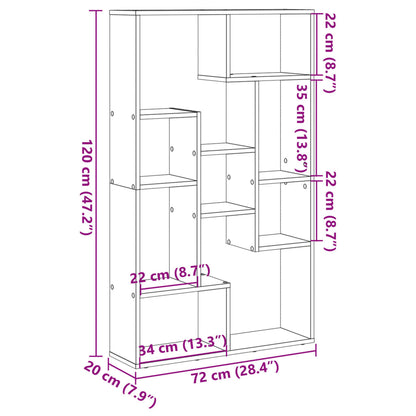 Bookcase Black 72x20x120 cm Engineered Wood