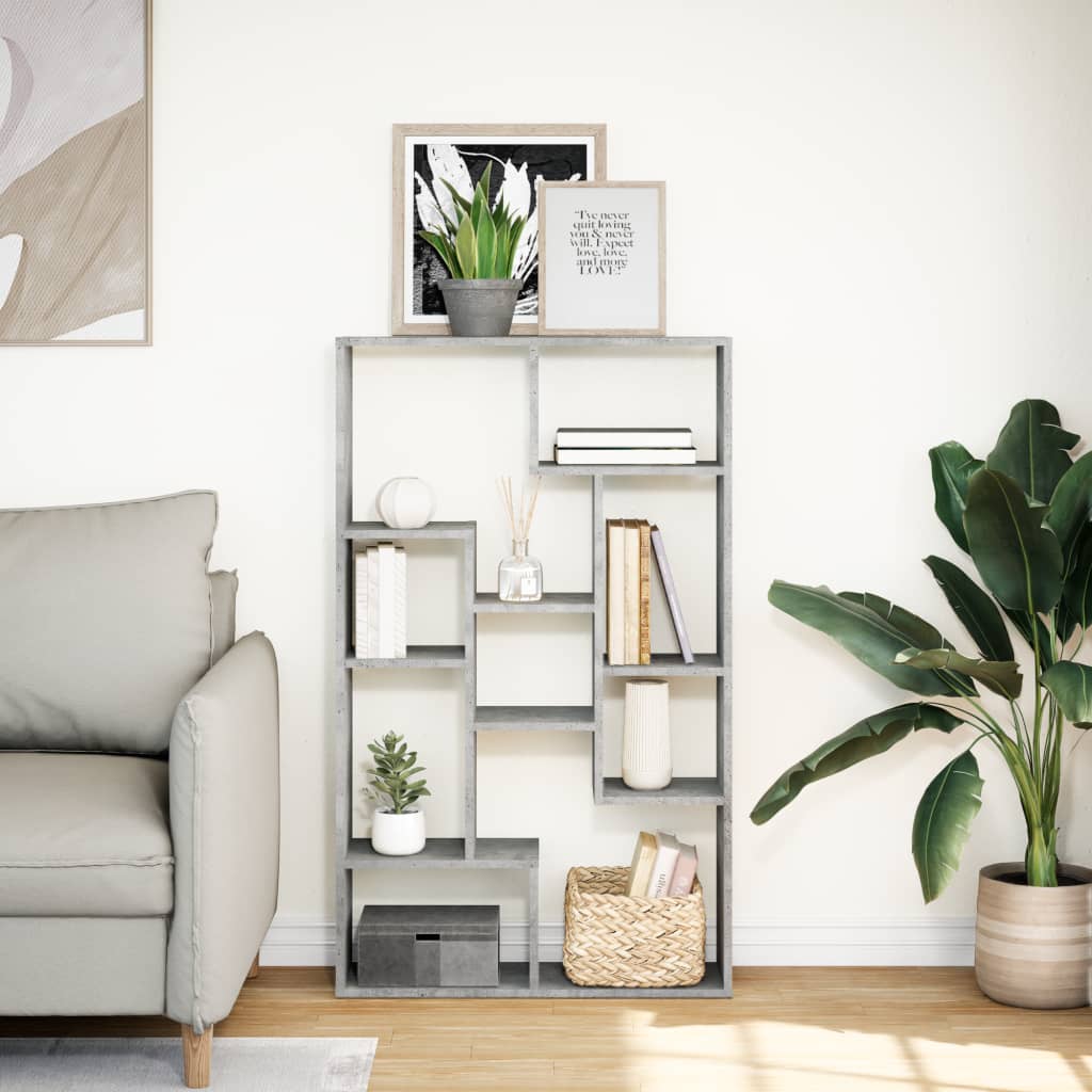 Bookcase Concrete Grey 72x20x120 cm Engineered Wood