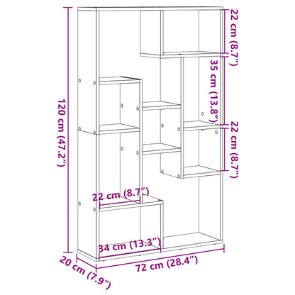 Bookcase Concrete Grey 72x20x120 cm Engineered Wood