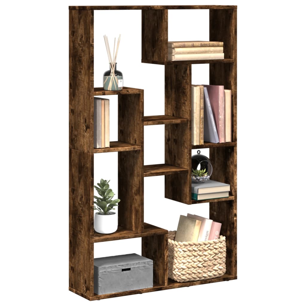 Bookcase Smoked Oak 72x20x120 cm Engineered Wood