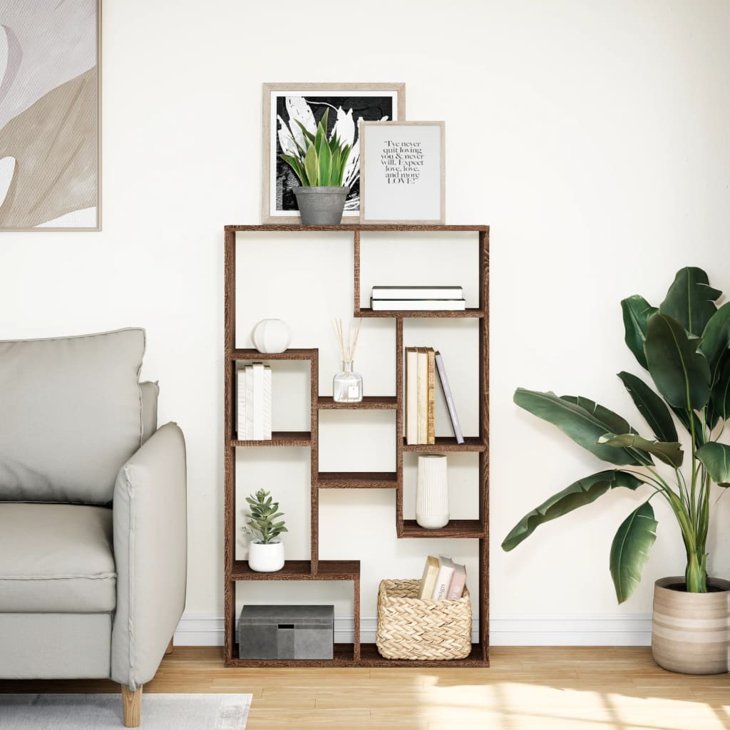 Bookcase Brown Oak 72x20x120 cm Engineered Wood