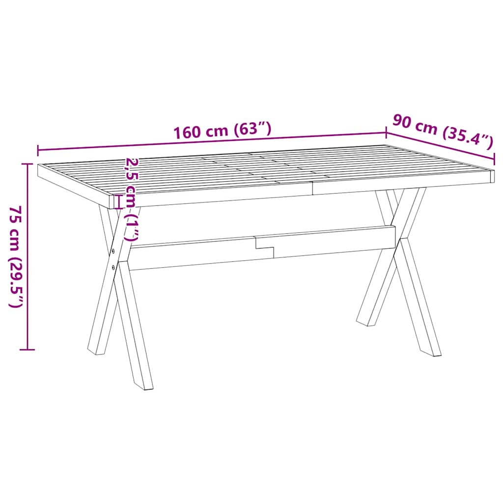 Dining Table NOAIN X-Shaped Legs 160x90x75 cm Solid Wood Pine