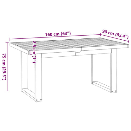 Dining Table NOAIN U-Shaped Legs 160x90x75 cm Solid Wood Pine