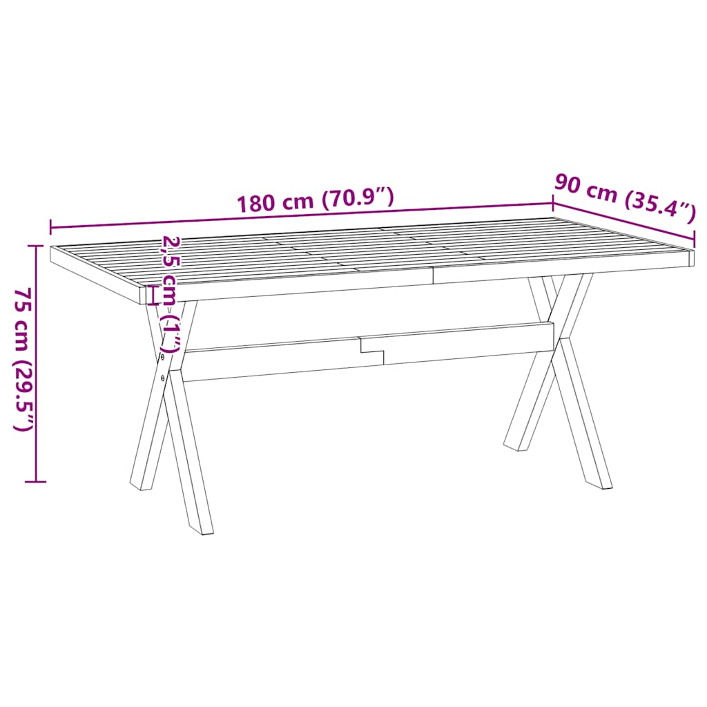 Dining Table NOAIN X-Shaped Legs 180x90x75 cm Solid Wood Pine