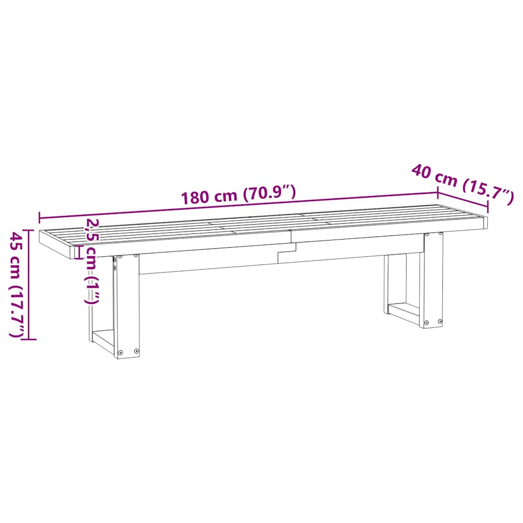 Dining Bench NOAIN U-Shaped Legs 180x40x45 cm Solid Wood Pine