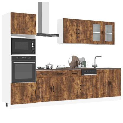 7 Piece Kitchen Cabinet Set Kalmar Smoked Oak Engineered Wood