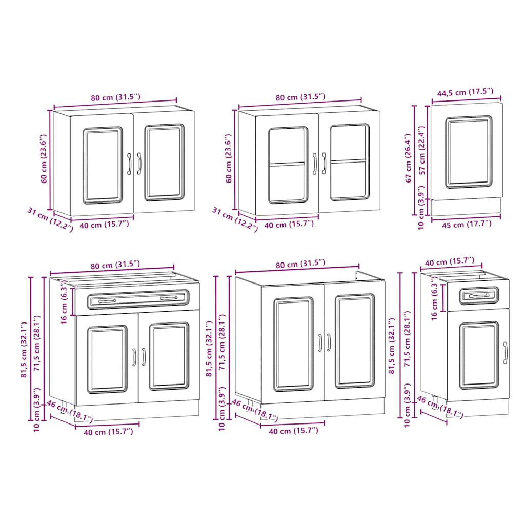 7 Piece Kitchen Cabinet Set Kalmar Grey Sonoma Engineered Wood