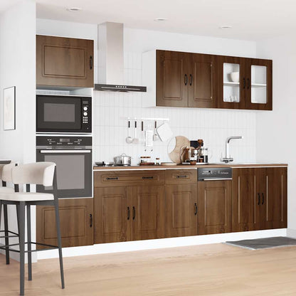 7 Piece Kitchen Cabinet Set Kalmar Brown Oak Engineered Wood