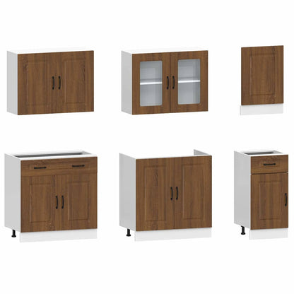 7 Piece Kitchen Cabinet Set Kalmar Brown Oak Engineered Wood