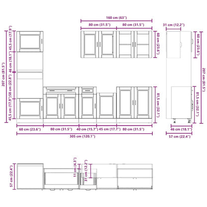 7 Piece Kitchen Cabinet Set Kalmar Sonoma Oak Engineered Wood