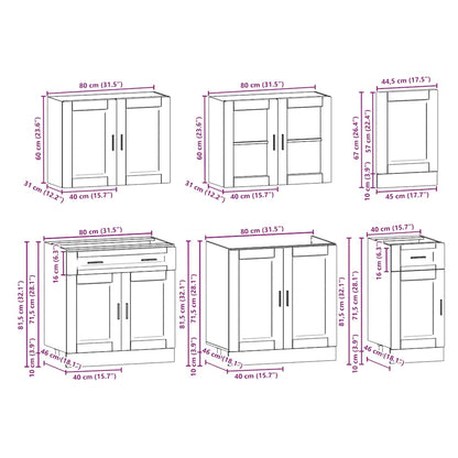 7 Piece Kitchen Cabinet Set Kalmar Sonoma Oak Engineered Wood