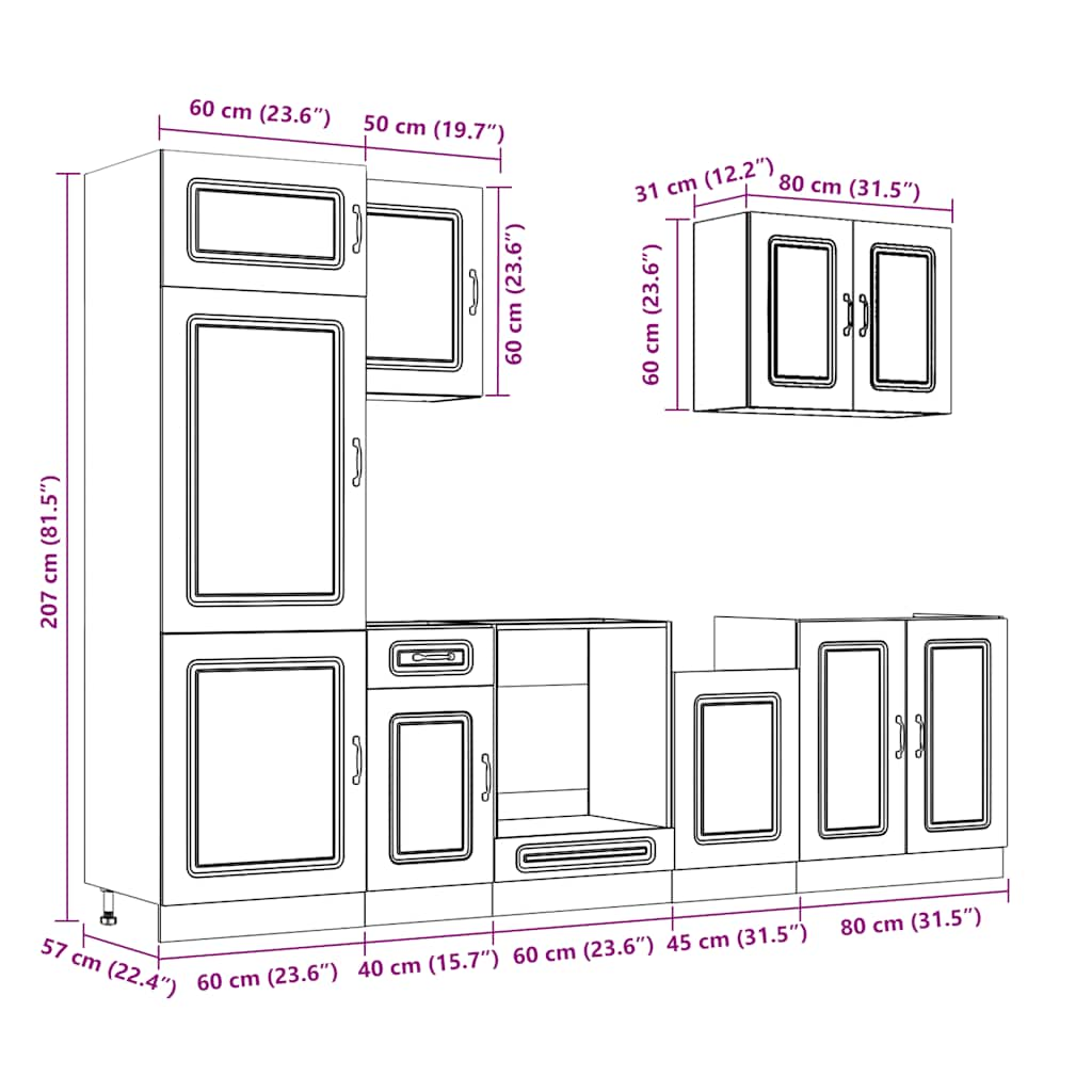 7 Piece Kitchen Cabinet Set Kalmar White Engineered Wood