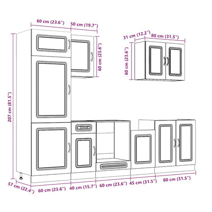 7 Piece Kitchen Cabinet Set Kalmar White Engineered Wood