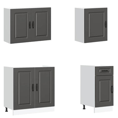 7 Piece Kitchen Cabinet Set Kalmar Black Engineered Wood