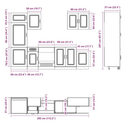 7 Piece Kitchen Cabinet Set Kalmar Black Engineered Wood