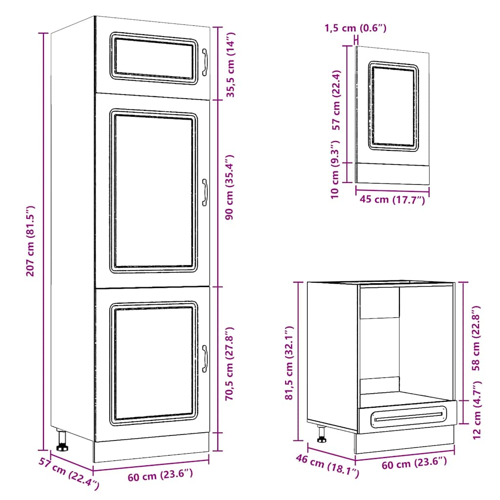 7 Piece Kitchen Cabinet Set Kalmar Black Engineered Wood