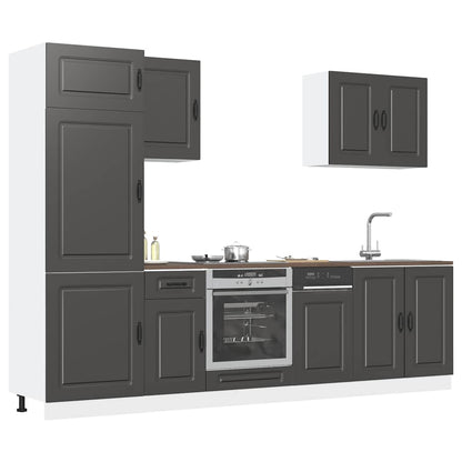 7 Piece Kitchen Cabinet Set Kalmar Black Engineered Wood