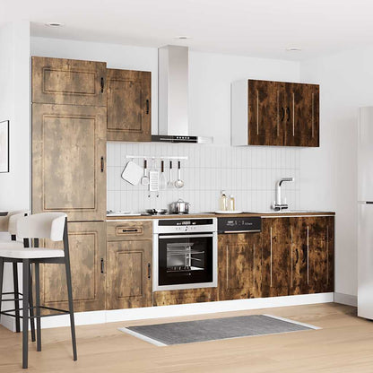 7 Piece Kitchen Cabinet Set Kalmar Smoked Oak Engineered Wood