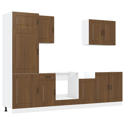 7 Piece Kitchen Cabinet Set Kalmar Brown Oak Engineered Wood