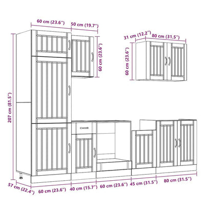 7 Piece Kitchen Cabinet Set Kalmar Concrete Grey Engineered Wood