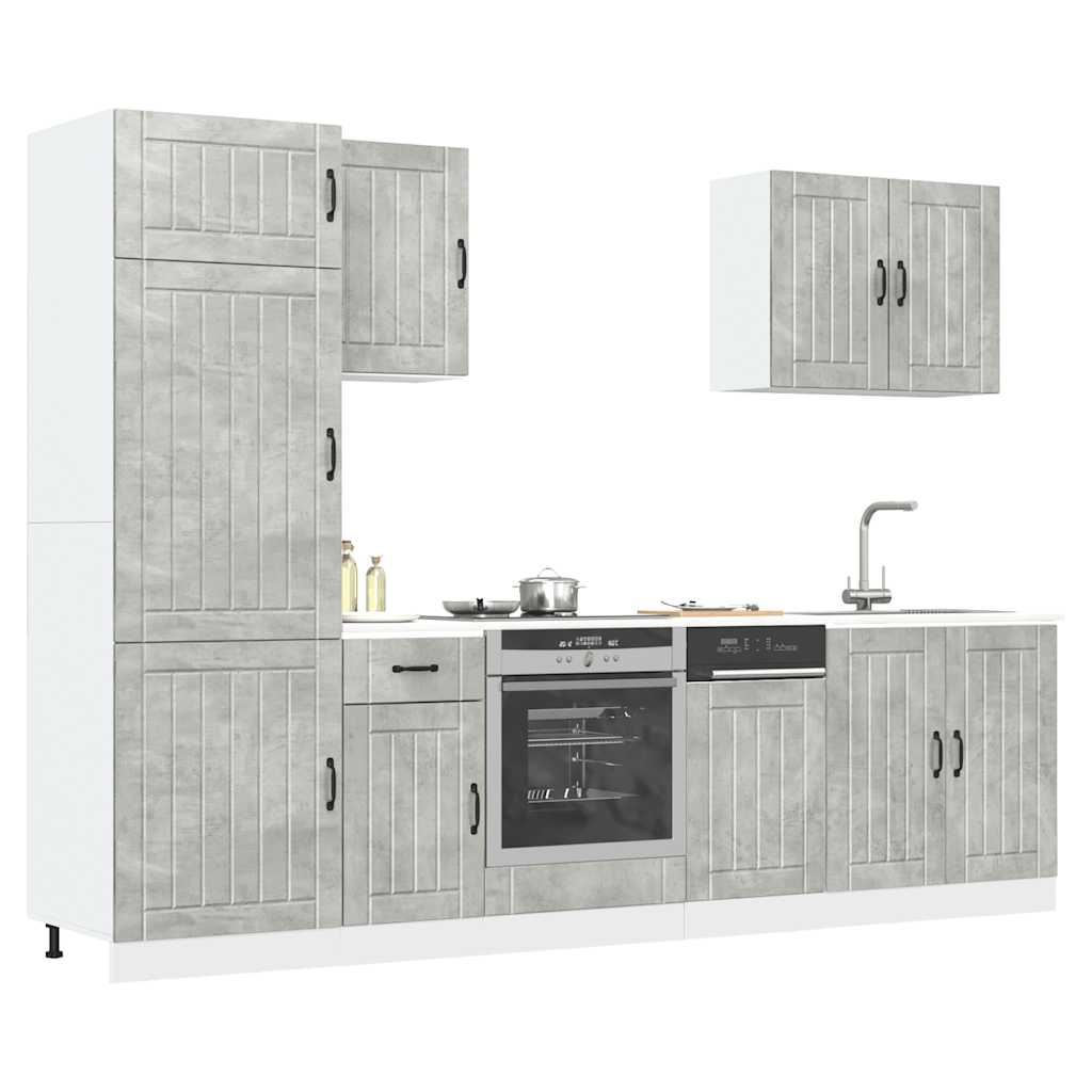 7 Piece Kitchen Cabinet Set Kalmar Concrete Grey Engineered Wood