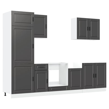 7 Piece Kitchen Cabinet Set Kalmar Black Engineered Wood