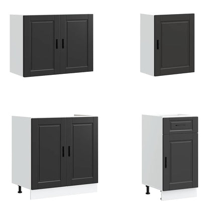 7 Piece Kitchen Cabinet Set Kalmar Black Engineered Wood