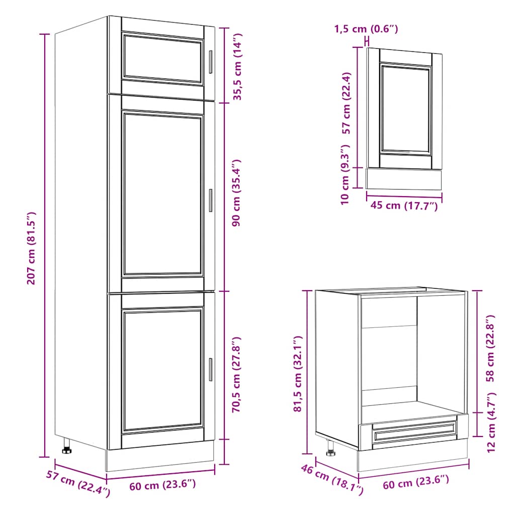 7 Piece Kitchen Cabinet Set Kalmar Black Engineered Wood