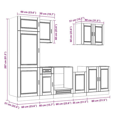 7 Piece Kitchen Cabinet Set Kalmar Black Engineered Wood