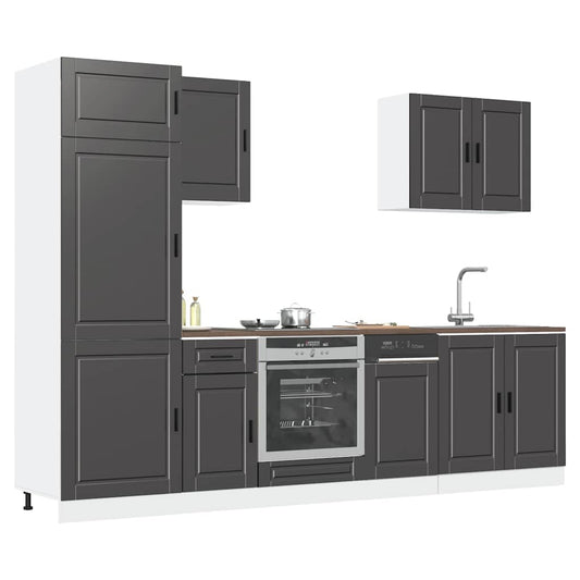 7 Piece Kitchen Cabinet Set Kalmar Black Engineered Wood