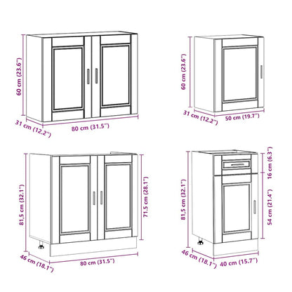 7 Piece Kitchen Cabinet Set Kalmar Concrete Grey Engineered Wood