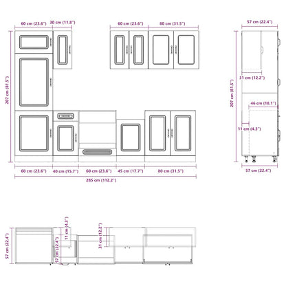 8 Piece Kitchen Cabinet Set Kalmar White Engineered Wood