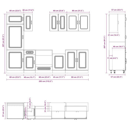 8 Piece Kitchen Cabinet Set Kalmar High Gloss White Engineered Wood