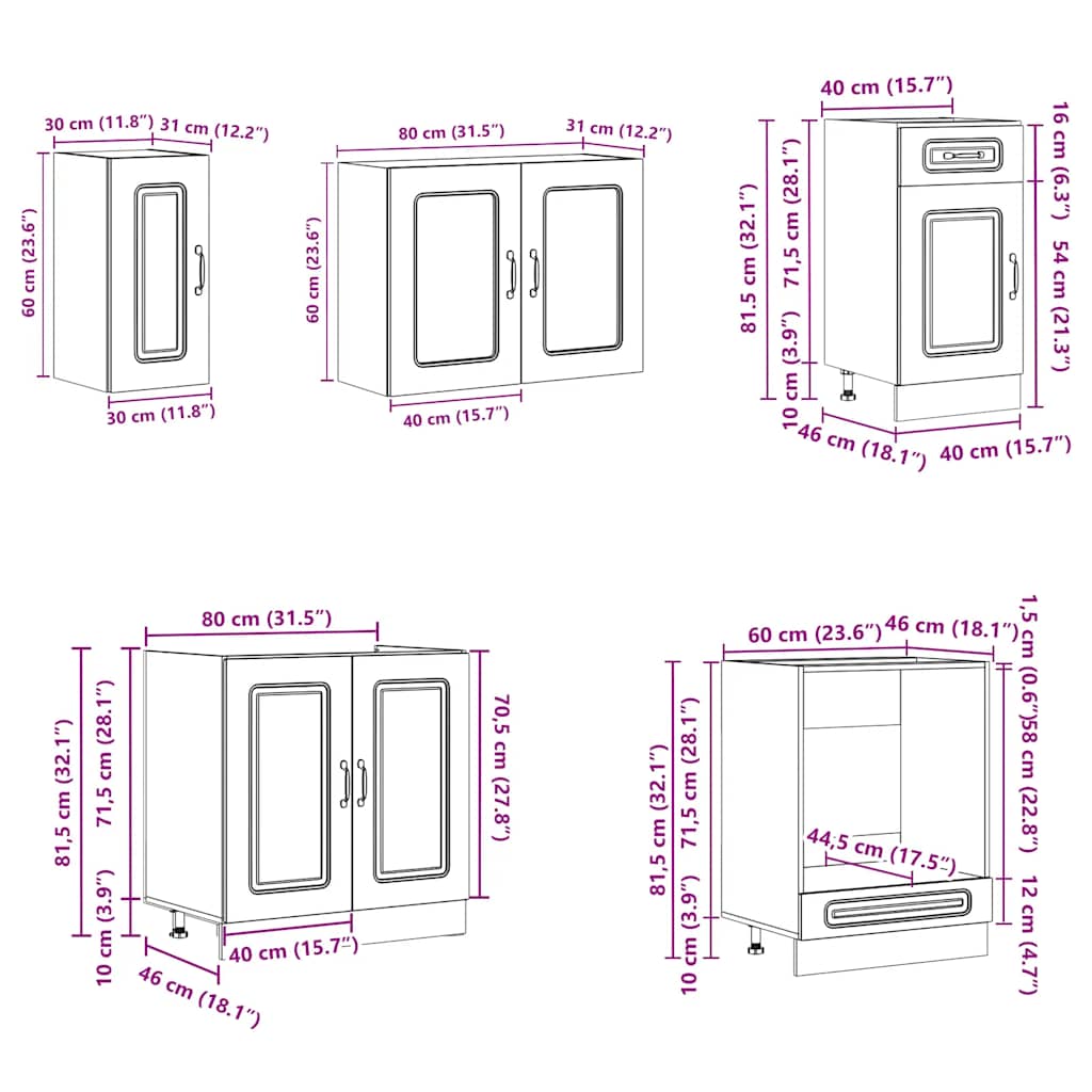 8 Piece Kitchen Cabinet Set Kalmar High Gloss White Engineered Wood