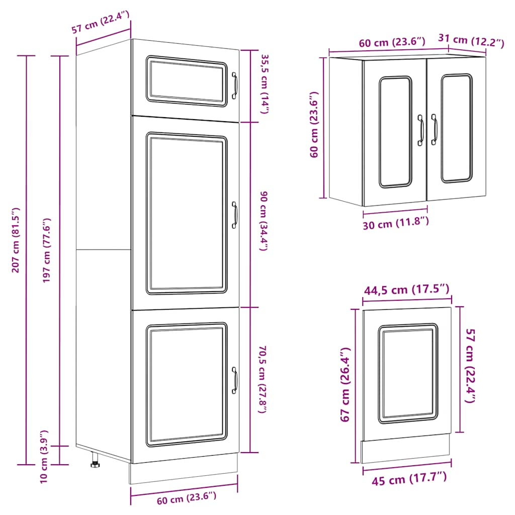 8 Piece Kitchen Cabinet Set Kalmar High Gloss White Engineered Wood