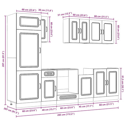 8 Piece Kitchen Cabinet Set Kalmar Sonoma Oak Engineered Wood