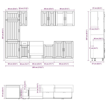 8 Piece Kitchen Cabinet Set Kalmar Black Engineered Wood