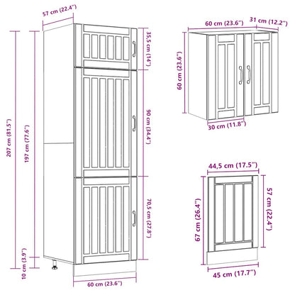 8 Piece Kitchen Cabinet Set Kalmar Black Engineered Wood