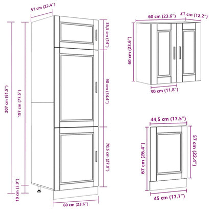 8 Piece Kitchen Cabinet Set Kalmar White Engineered Wood