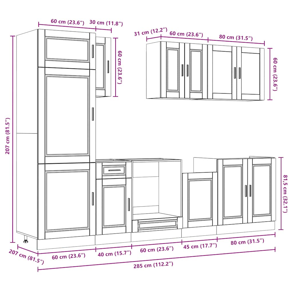 8 Piece Kitchen Cabinet Set Kalmar White Engineered Wood