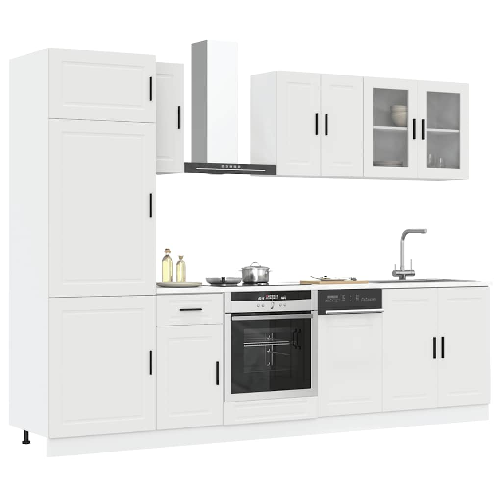 8 Piece Kitchen Cabinet Set Kalmar White Engineered Wood