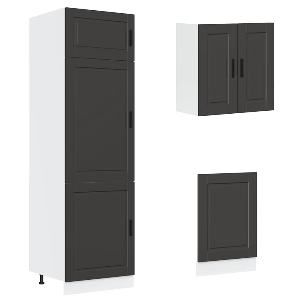 8 Piece Kitchen Cabinet Set Kalmar Black Engineered Wood