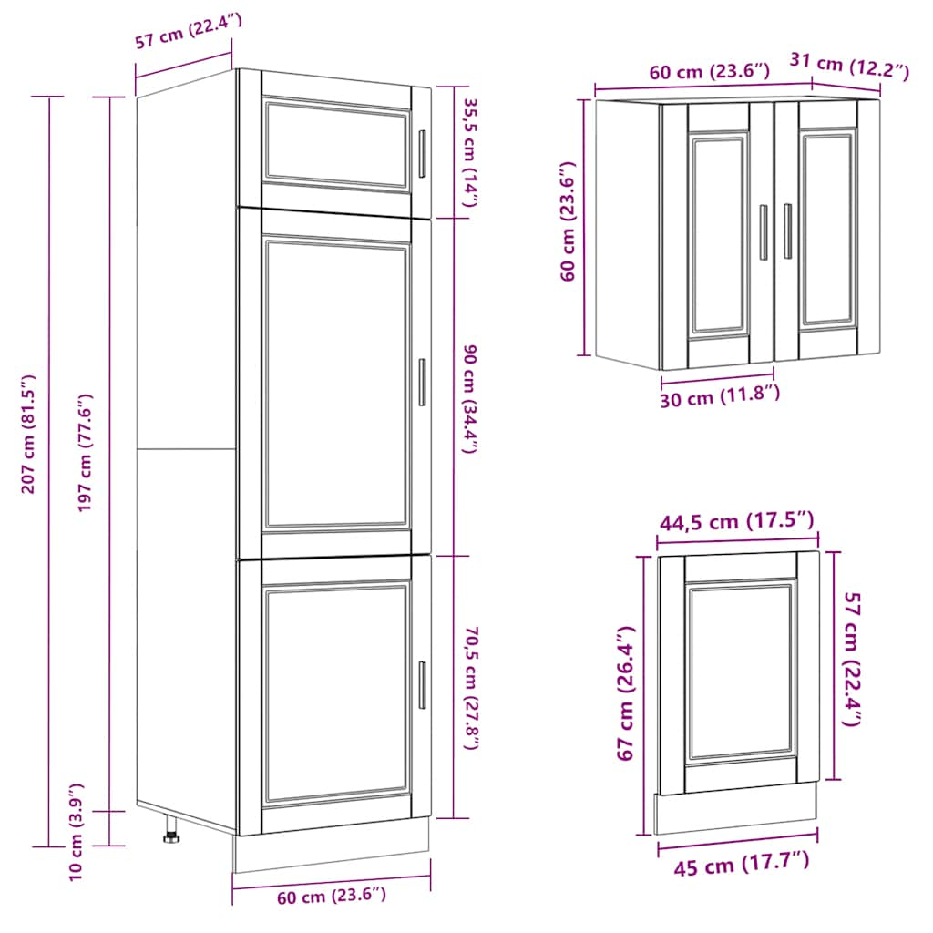 8 Piece Kitchen Cabinet Set Kalmar Black Engineered Wood