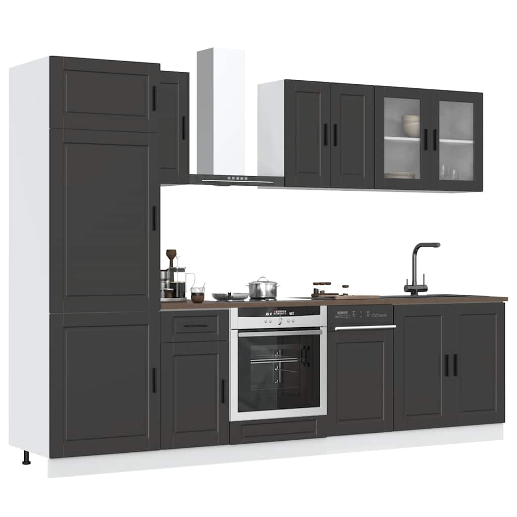 8 Piece Kitchen Cabinet Set Kalmar Black Engineered Wood